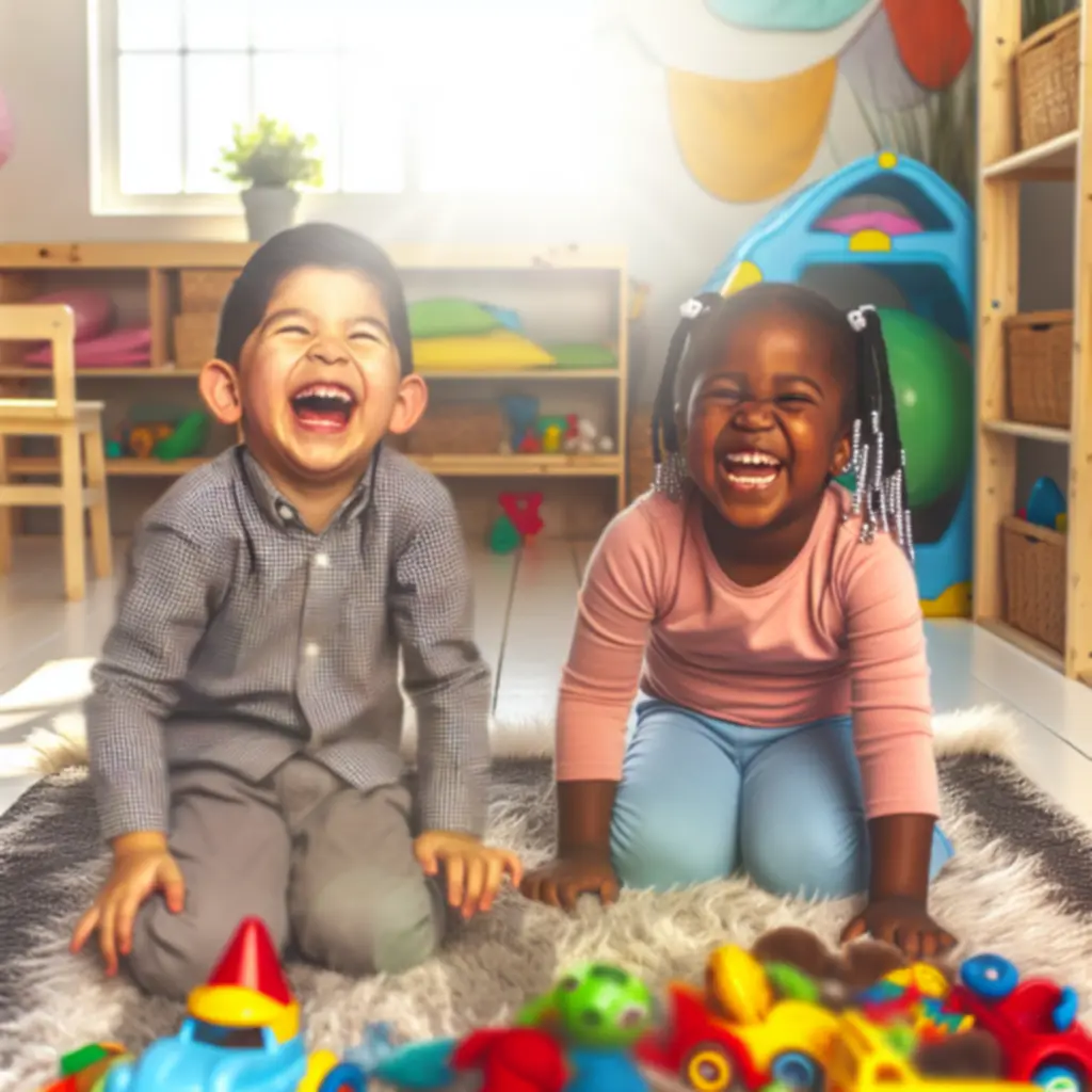 Dzieci bawiące się kolorowymi zabawkami z Kidstoyra przesłanymi w recenzjach