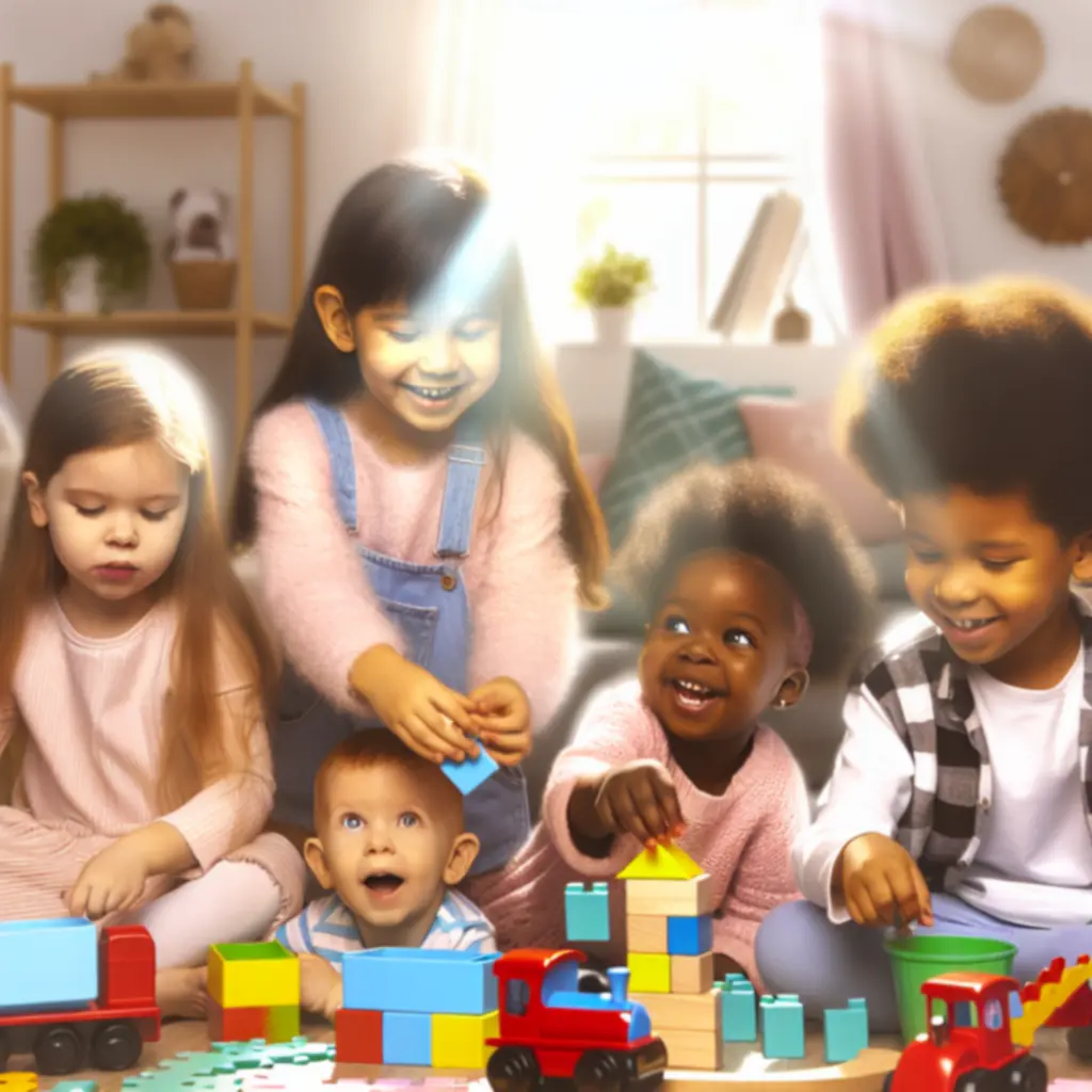 Dzieci bawiące się kolorowymi zabawkami