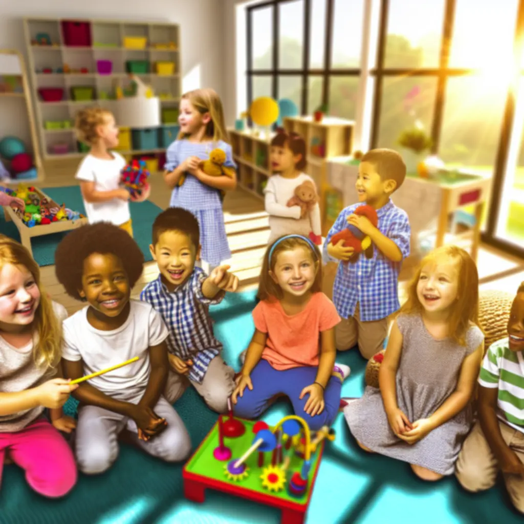 Dzieci bawiące się kolorowymi zabawkami