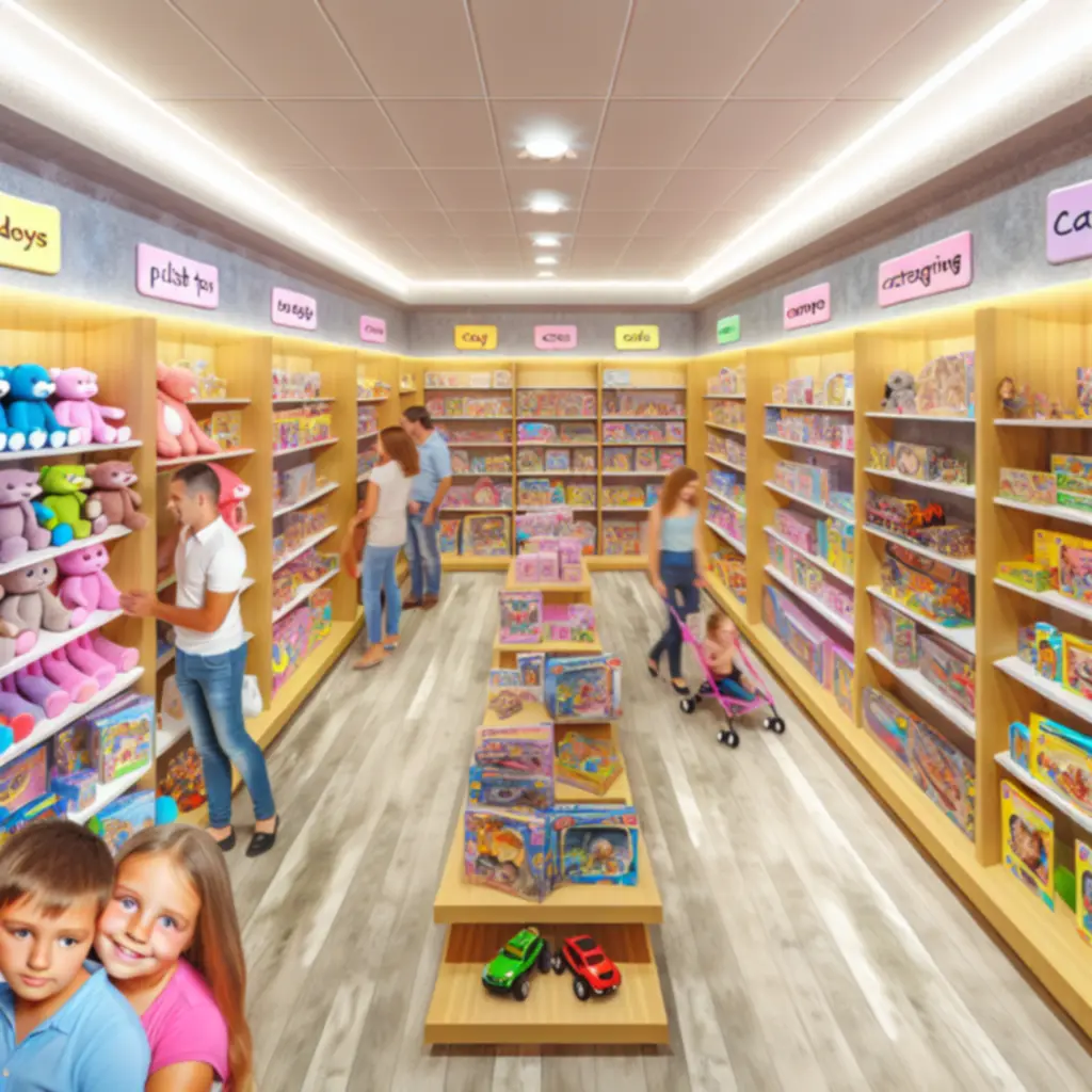 Kolorowe zabawki ułożone w wyraźnie oznaczone kategorie