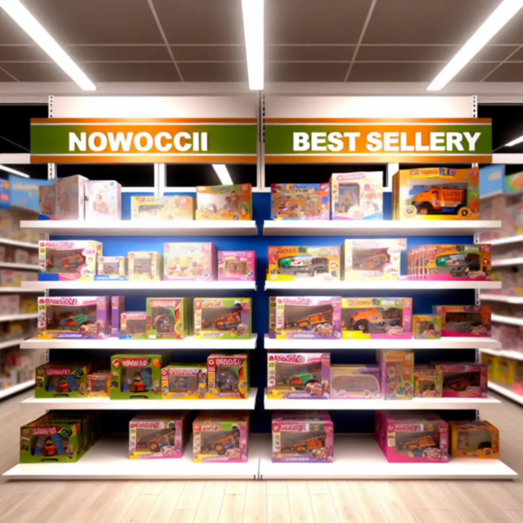 Półka z nowościami i bestsellerami zabawek