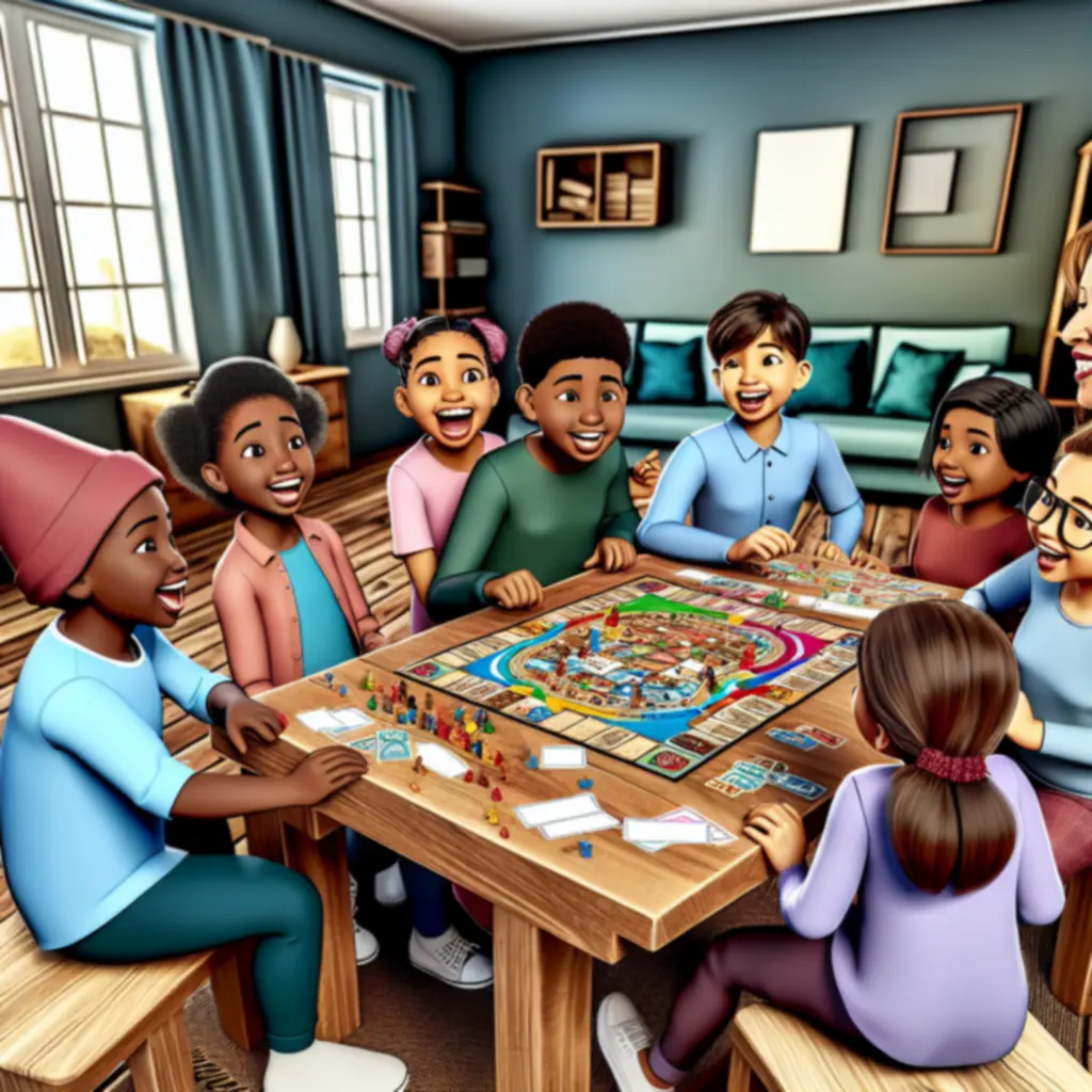 Rodzina z dziećmi grająca w popularne gry planszowe przy stole