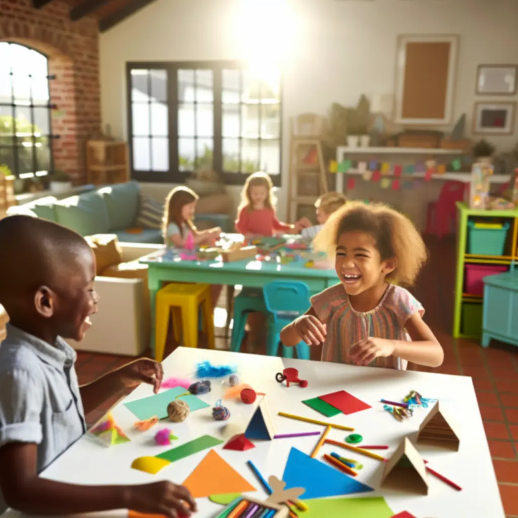 Dzieci bawiące się kreatywnymi zestawami plastycznymi